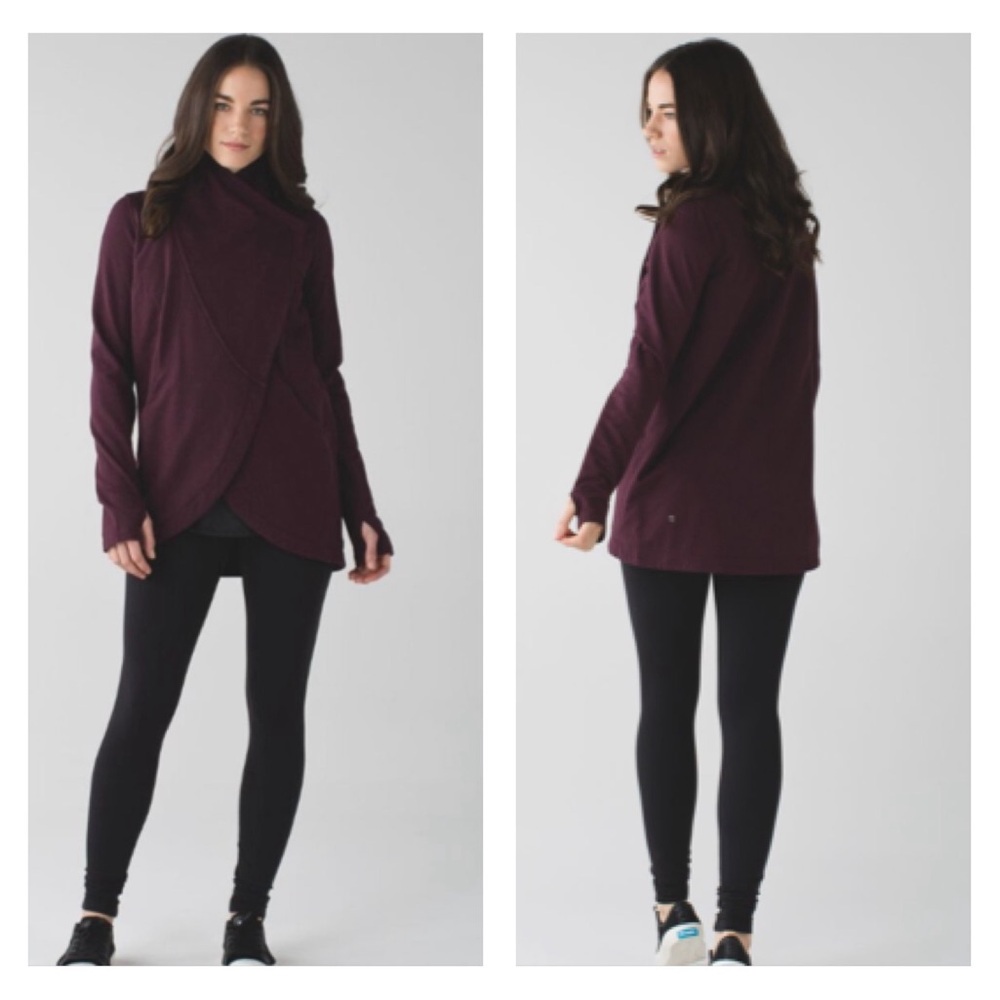 Lululemon That's A Wrap Heathered Bordeaux Drama Sweatshirt Jacket Snap Front 4